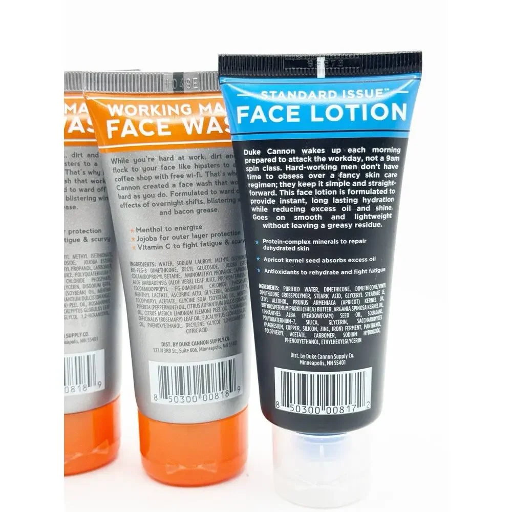 Duke Cannon Lot 5 Working Man's Face Wash & Standard Issue Lotion 2 oz USA New